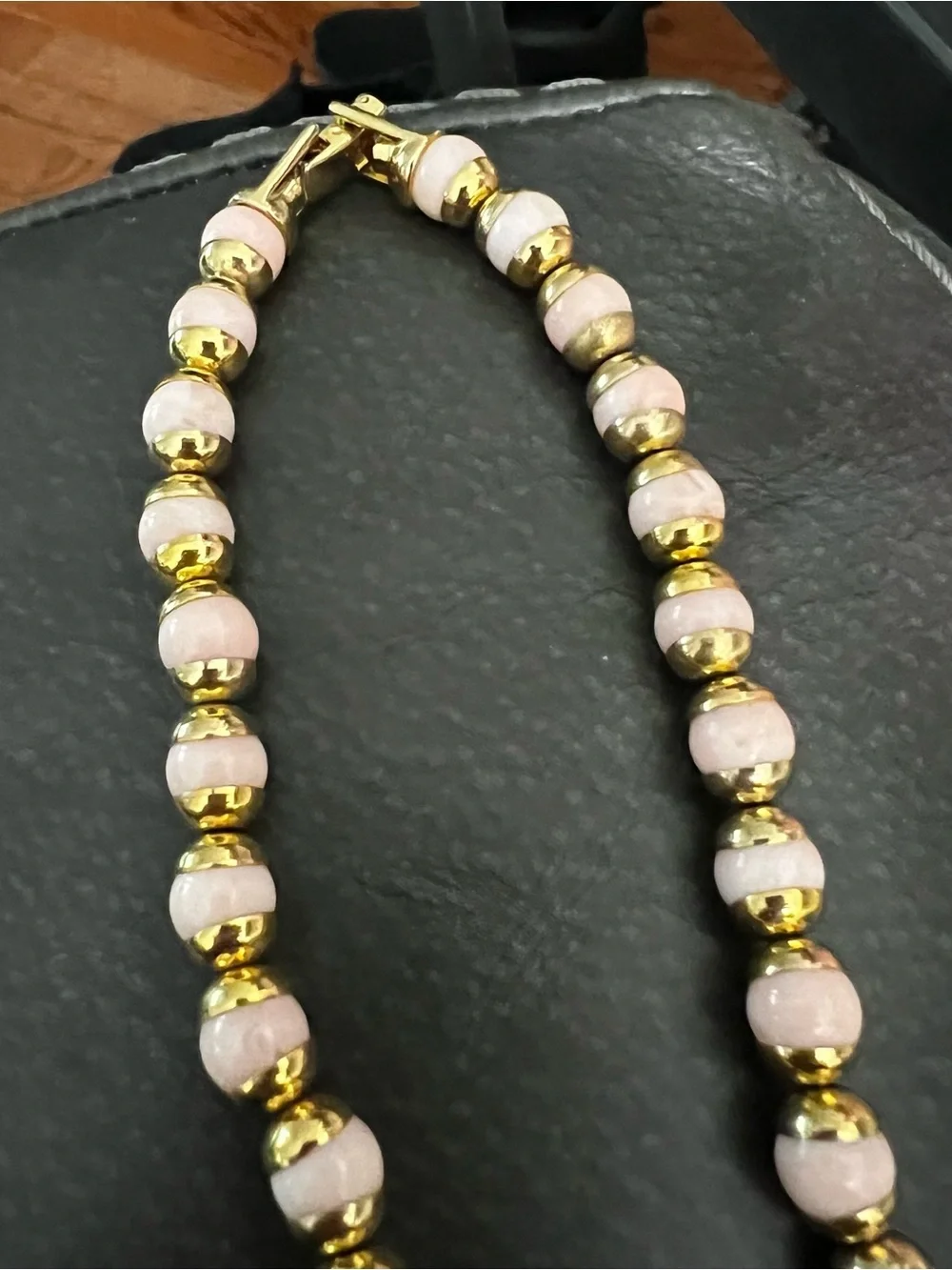 Gold & Pink Beaded Necklace and Bracelet Set 70’s AVON